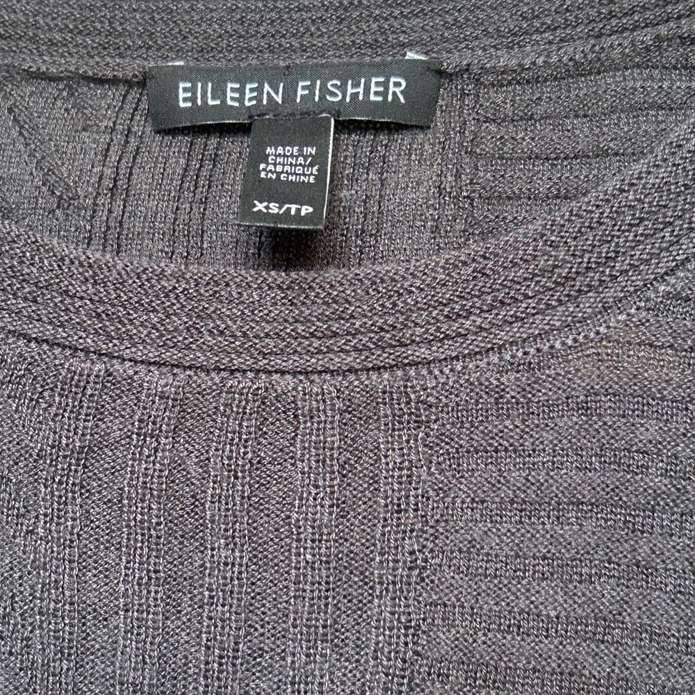 Eileen Fisher knit silk cashmere sweatshirt dark gray long sleeve Xs